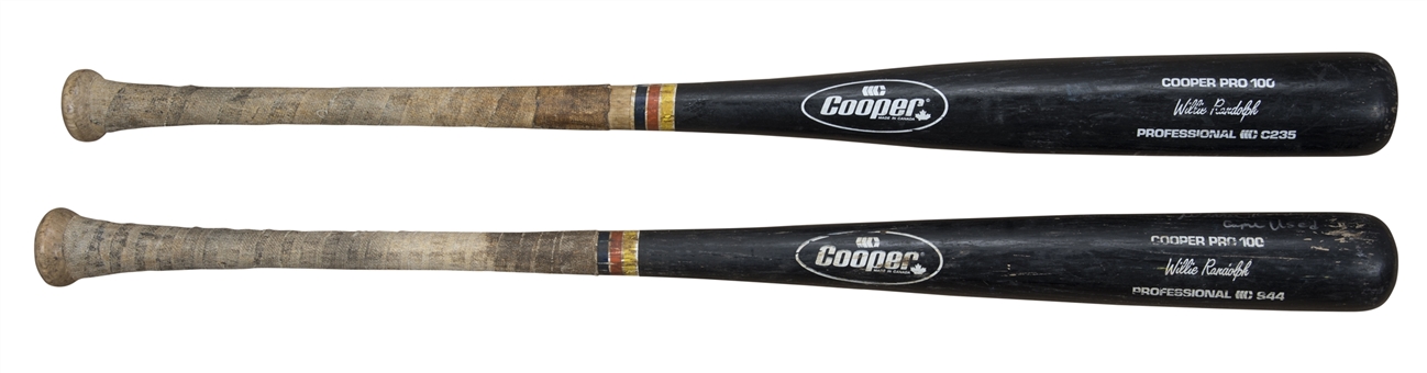 Lot of (2) Willie Randolph Game Used & Signed Cooper Professional Model Bats (Randolph LOA)